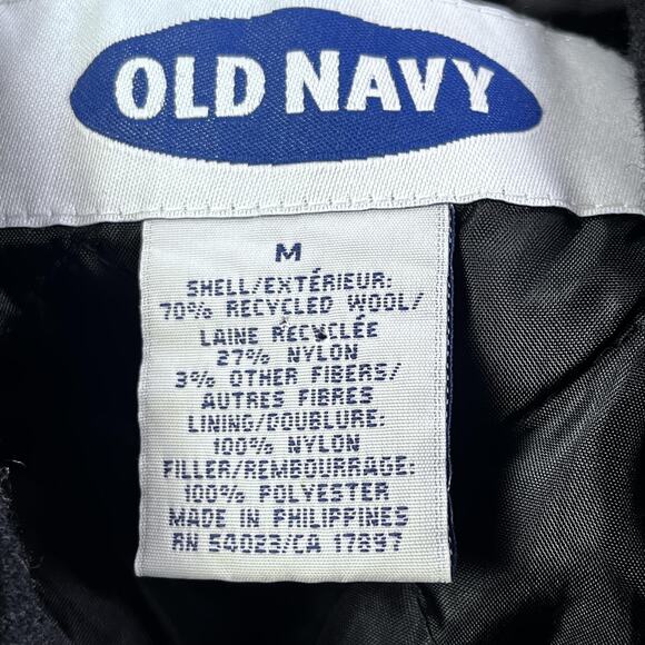 Old Navy Wool Blend Field Jacket Mens Medium Black Quilted Lined Chore Coat - Picture 10 of 11